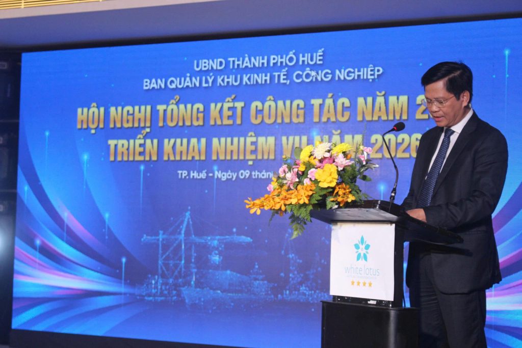 Leaders of the Economic and Industrial Zones Management Board reporting on 2025 performance and directions and tasks for 2026.